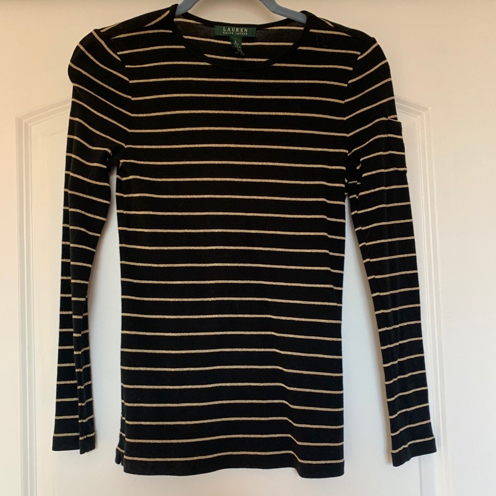 Ralph Lauren, gold and black stripe long sleeve!